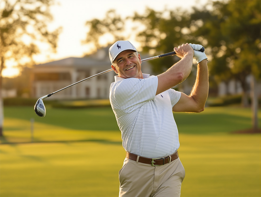 David playing golf